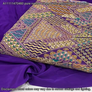 Natural Crepe Designer Fabric – 44″ Embroidered | Buy Now