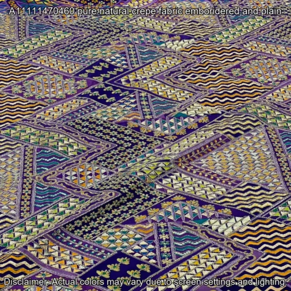 Natural Crepe Designer Fabric – 44″ Embroidered | Buy Now