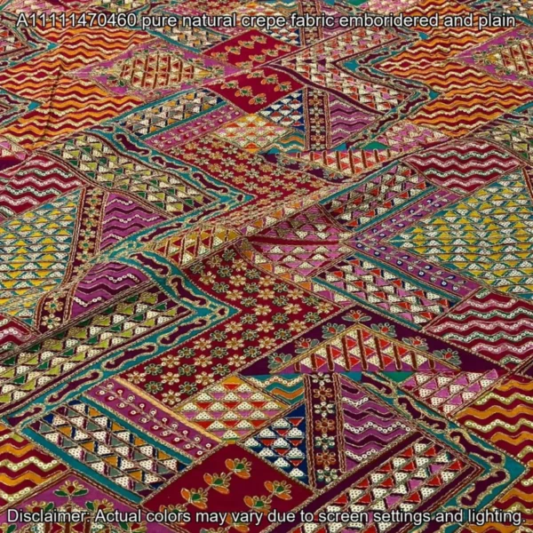 Natural Crepe Designer Fabric – 44″ Embroidered | Buy Now