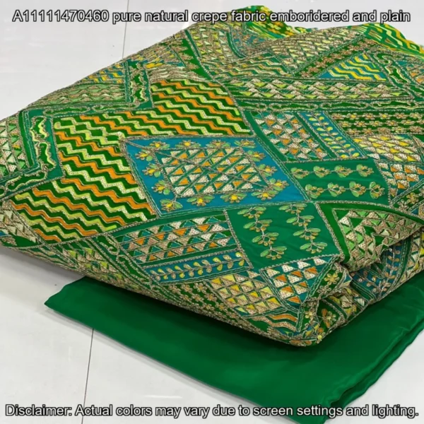 Natural Crepe Designer Fabric – 44″ Embroidered | Buy Now
