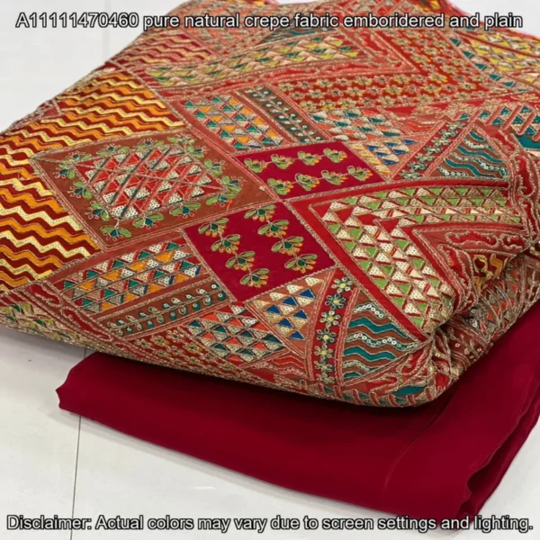 Natural Crepe Designer Fabric – 44″ Embroidered | Buy Now
