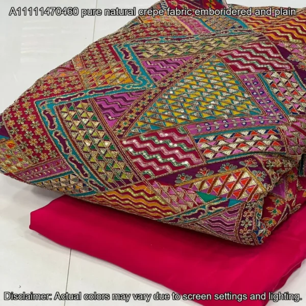 Natural Crepe Designer Fabric – 44″ Embroidered | Buy Now