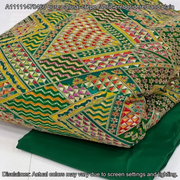 Natural Crepe Designer Fabric – 44″ Embroidered | Buy Now