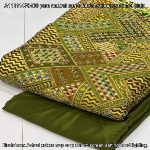 Natural Crepe Designer Fabric – 44″ Embroidered | Buy Now