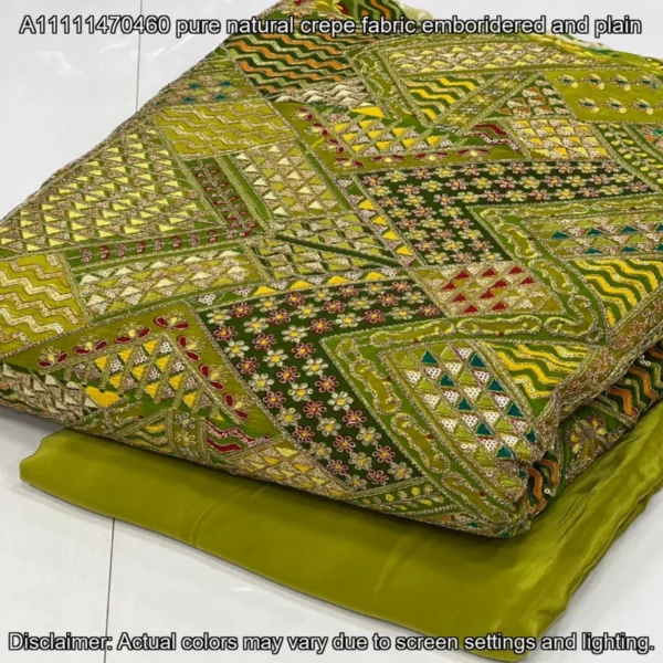 Natural Crepe Designer Fabric – 44″ Embroidered | Buy Now