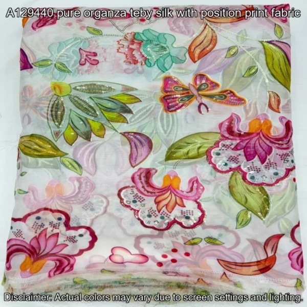 Pure Organza Teby Silk Fabric – Premium Position Print
