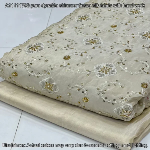 Pure Shimmer Hand Work Fabric – 44” Width | Buy Now