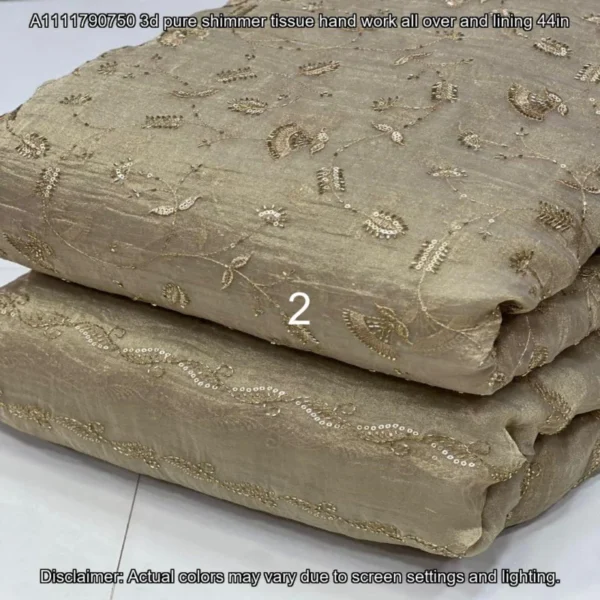 D Pure Shimmer Tissue Fabric with Handwork | Jaal & Lining Designs
