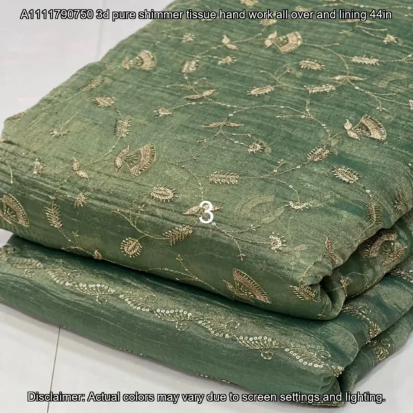 D Pure Shimmer Tissue Fabric with Handwork | Jaal & Lining Designs