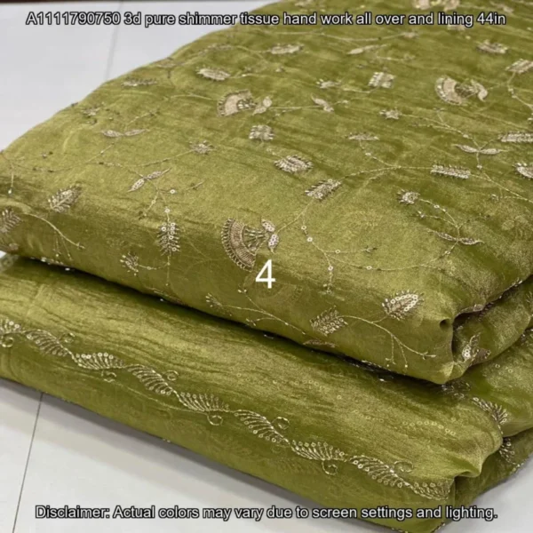 D Pure Shimmer Tissue Fabric with Handwork | Jaal & Lining Designs