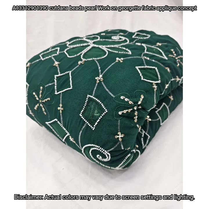 Cutdana Pearl Beads Georgette Applique – Dyeable Fabric