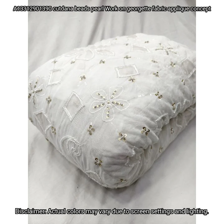 Cutdana Pearl Beads Georgette Applique – Dyeable Fabric