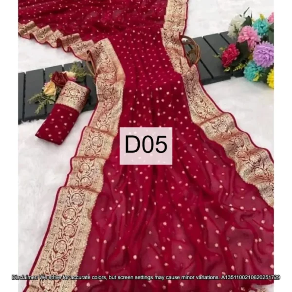 Banarasi viscose georgette saree zari weaving butti 750 - High-Quality Fabric