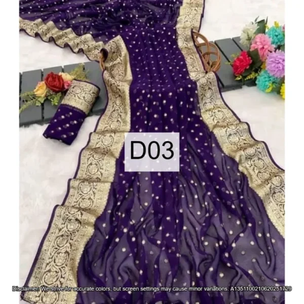 Banarasi viscose georgette saree zari weaving butti 750 - High-Quality Fabric