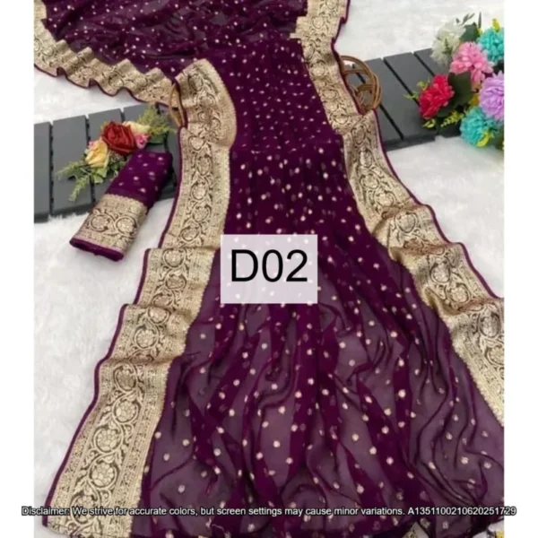 Banarasi viscose georgette saree zari weaving butti 750 - High-Quality Fabric