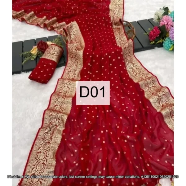 Banarasi viscose georgette saree zari weaving butti 750 - High-Quality Fabric