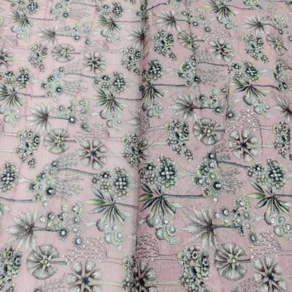 Beautiful position print embroidery on pure organza fabric 8211 amrut dresses - High-Quality Fabric