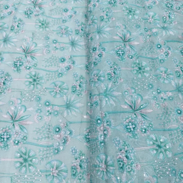 Beautiful position print embroidery on pure organza fabric 8211 amrut dresses - High-Quality Fabric
