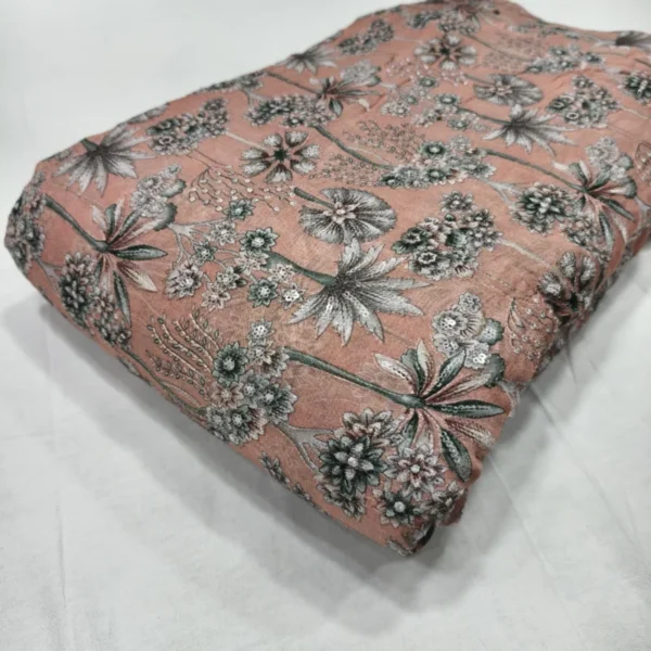 Beautiful position print embroidery on pure organza fabric 8211 amrut dresses - High-Quality Fabric