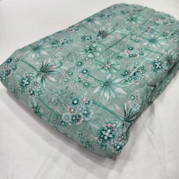 Beautiful position print embroidery on pure organza fabric 8211 amrut dresses - High-Quality Fabric