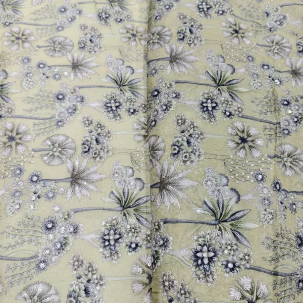 Beautiful position print embroidery on pure organza fabric 8211 amrut dresses - High-Quality Fabric