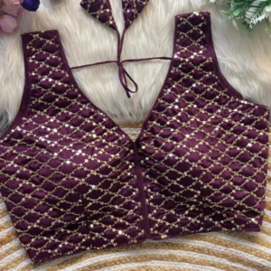 Chandrika italian silk blouse sequin 038 bead embroidery - High-Quality Fabric
