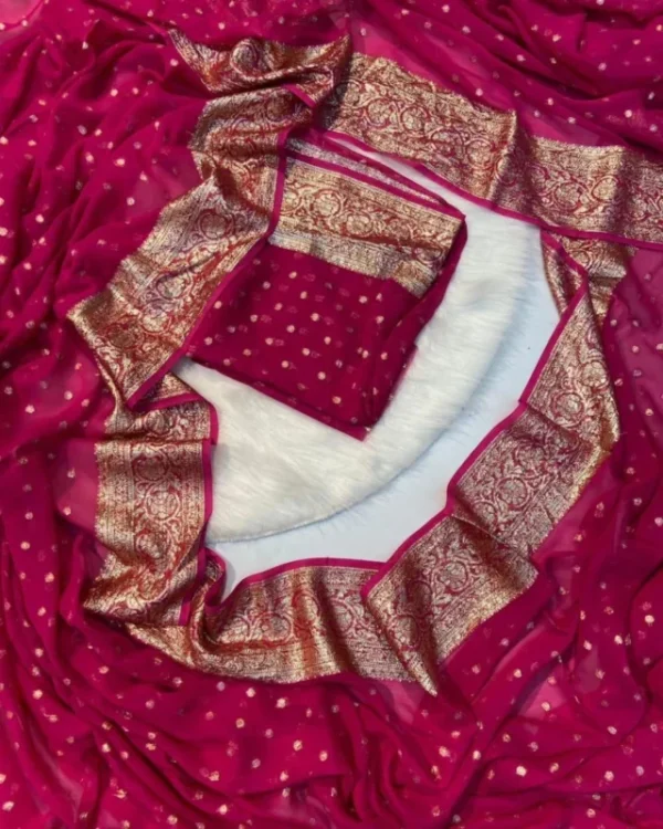 Georgette viscose banarasi weaving saree running blouse - High-Quality Fabric
