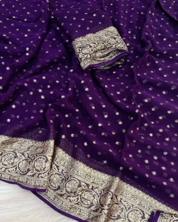 Georgette viscose banarasi weaving saree running blouse - High-Quality Fabric