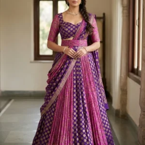 Georgette viscose banarasi weaving saree running blouse - High-Quality Fabric