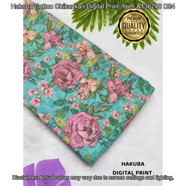 Hakoba cotton chikankari fabric digital prints 038 soft feel - High-Quality Fabric