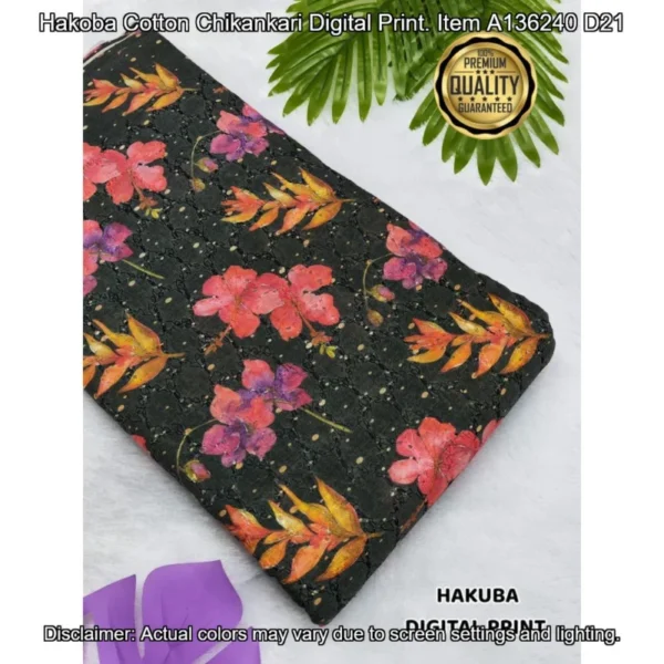 Hakoba cotton chikankari fabric digital prints 038 soft feel - High-Quality Fabric