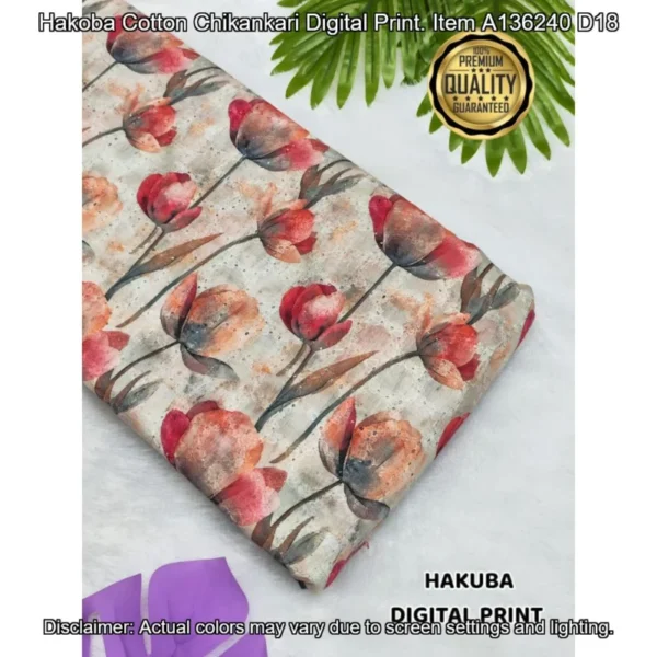 Hakoba cotton chikankari fabric digital prints 038 soft feel - High-Quality Fabric