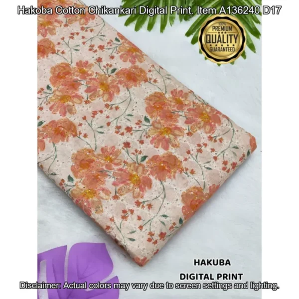 Hakoba cotton chikankari fabric digital prints 038 soft feel - High-Quality Fabric