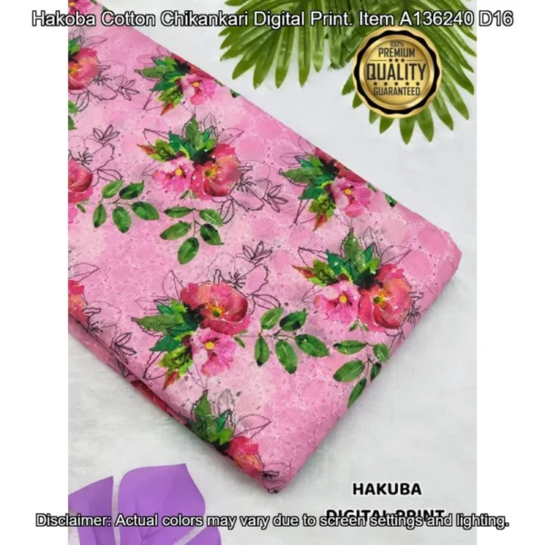 Hakoba cotton chikankari fabric digital prints 038 soft feel - High-Quality Fabric