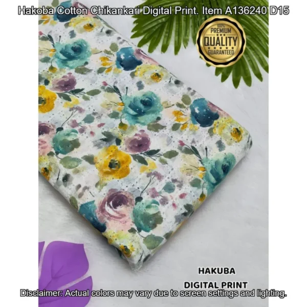 Hakoba cotton chikankari fabric digital prints 038 soft feel - High-Quality Fabric