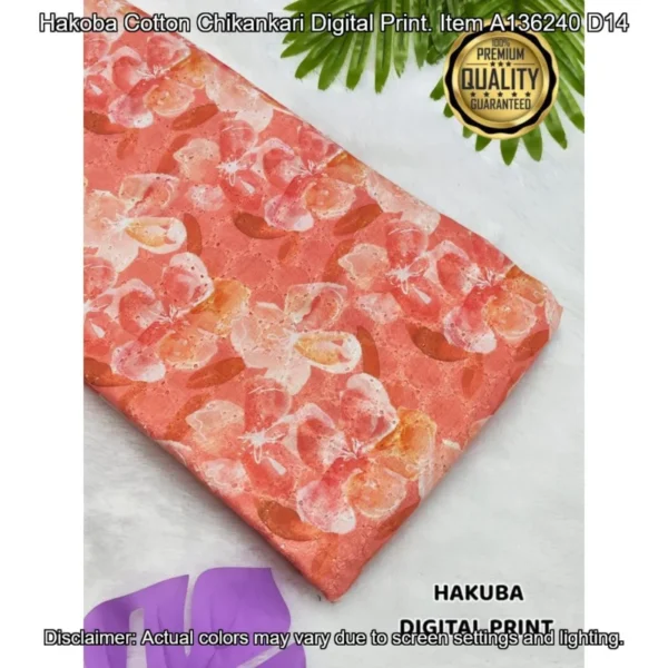 Hakoba cotton chikankari fabric digital prints 038 soft feel - High-Quality Fabric