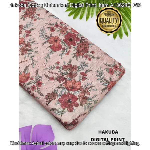 Hakoba cotton chikankari fabric digital prints 038 soft feel - High-Quality Fabric