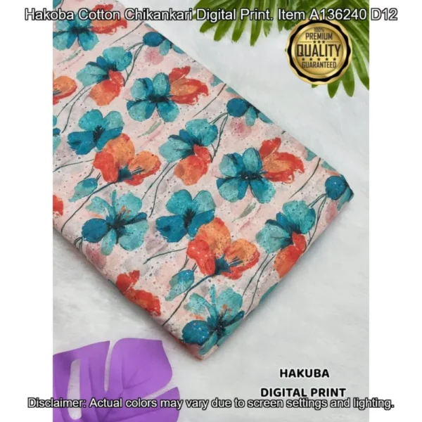 Hakoba cotton chikankari fabric digital prints 038 soft feel - High-Quality Fabric