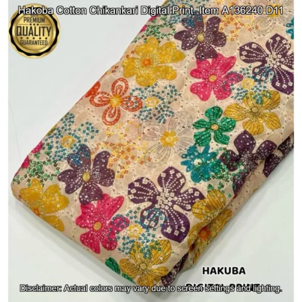 Hakoba cotton chikankari fabric digital prints 038 soft feel - High-Quality Fabric