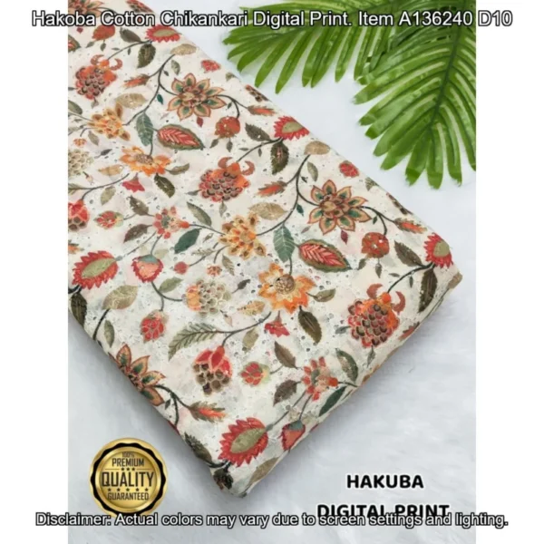 Hakoba cotton chikankari fabric digital prints 038 soft feel - High-Quality Fabric