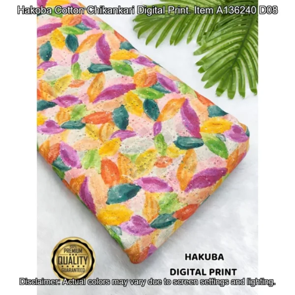 Hakoba cotton chikankari fabric digital prints 038 soft feel - High-Quality Fabric