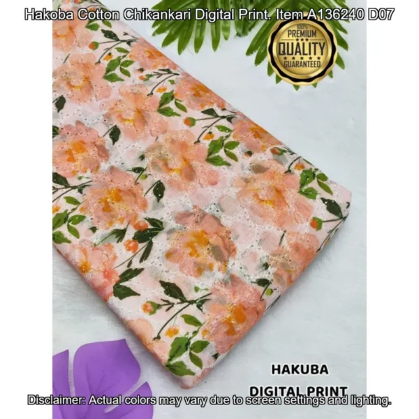 Hakoba cotton chikankari fabric digital prints 038 soft feel - High-Quality Fabric