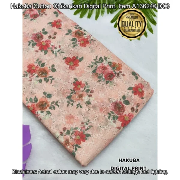 Hakoba cotton chikankari fabric digital prints 038 soft feel - High-Quality Fabric