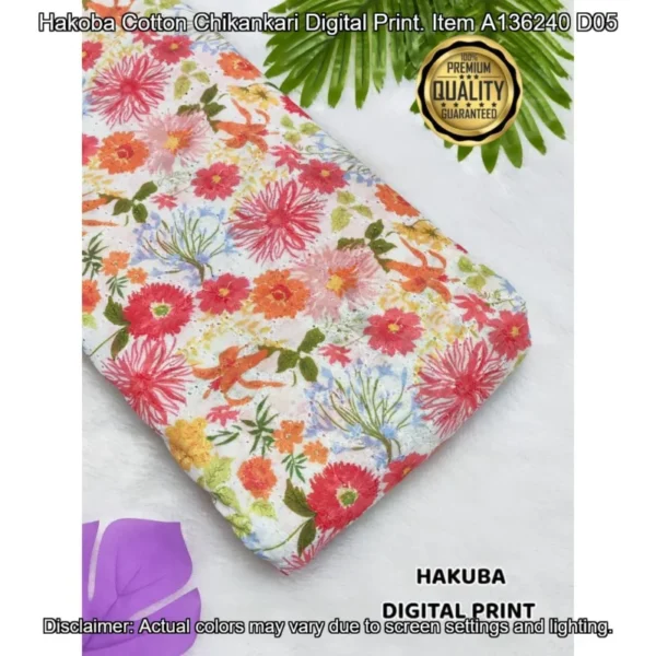 Hakoba cotton chikankari fabric digital prints 038 soft feel - High-Quality Fabric
