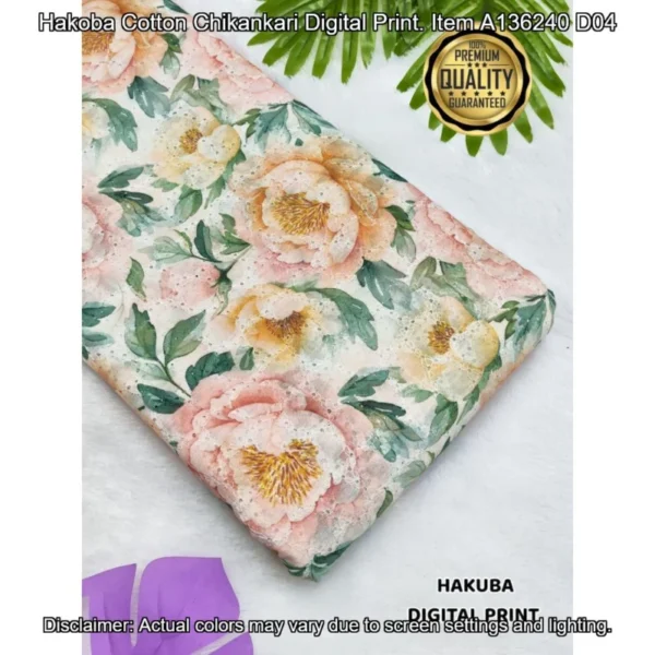 Hakoba cotton chikankari fabric digital prints 038 soft feel - High-Quality Fabric
