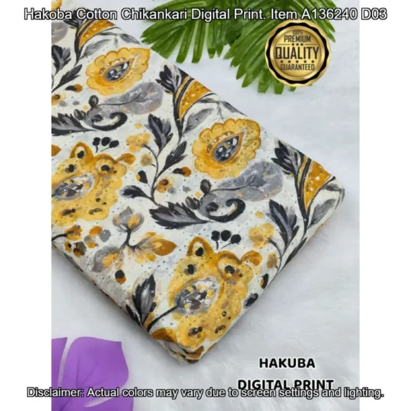 Hakoba cotton chikankari fabric digital prints 038 soft feel - High-Quality Fabric