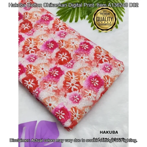 Hakoba cotton chikankari fabric digital prints 038 soft feel - High-Quality Fabric