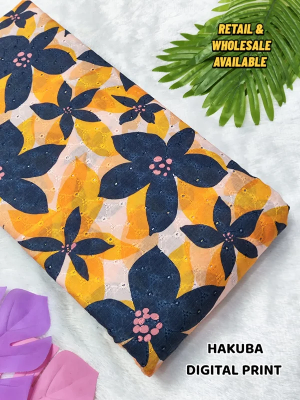 Hakoba cotton chikankari fabric digital prints 038 soft feel - High-Quality Fabric