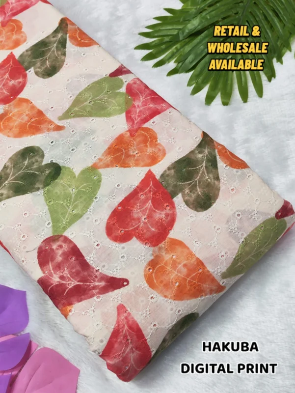 Hakoba cotton chikankari fabric digital prints 038 soft feel - High-Quality Fabric