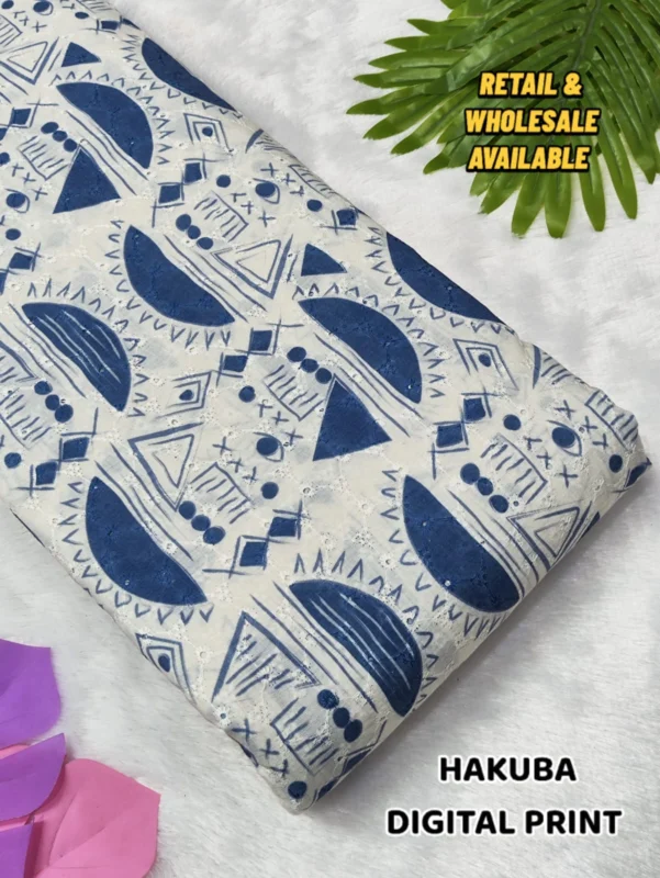 Hakoba cotton chikankari fabric digital prints 038 soft feel - High-Quality Fabric